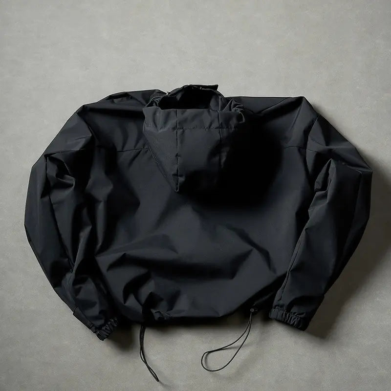 Hooded windproof zipper jacket Unisex Drawstring Hem & Hood Waterproof Diagonal Zip Pockets Adjustable Cuff Oversized Loose Y2K Grunge Hiking Daily Streetwear exercise Outerwear