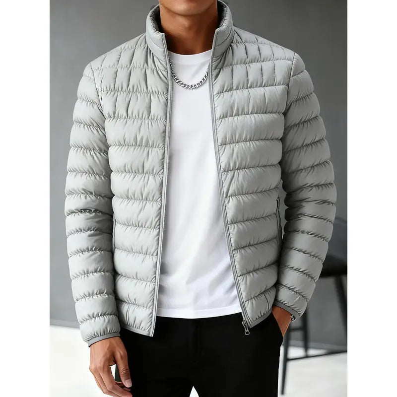 Functional Mensfashion Quilted Outerwear to Keep Warm, Slim‑fit Silhouette, Full‑zip Construction, Wind‑resistant Feature, Ideal for Traveling, Commuting and Various Cold‑season Casual Occasions