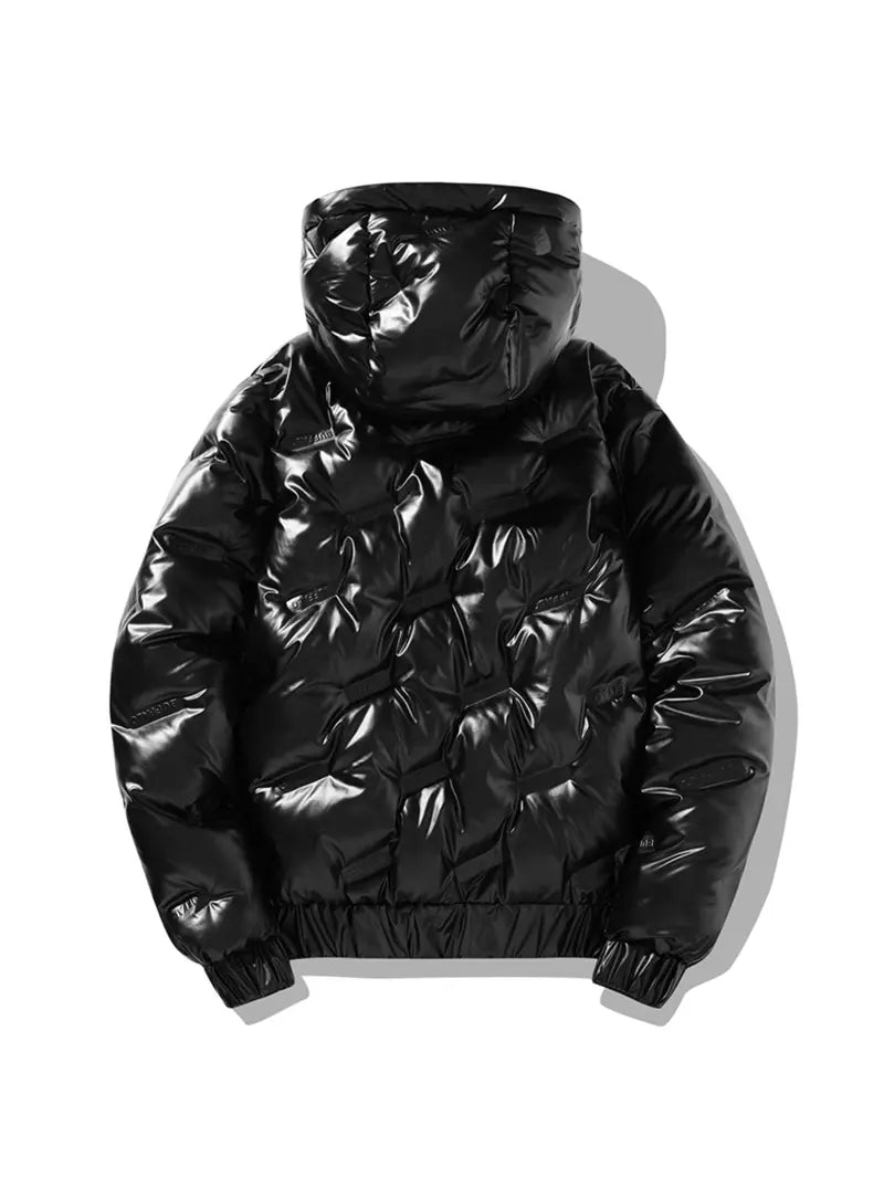 1 Pack Oversized Shiny Puffer Jacket TikTok Viral Streetwear Windproof Insulated Hooded Coat for Men Women Daily & Outdoor Casual Jacket Coat