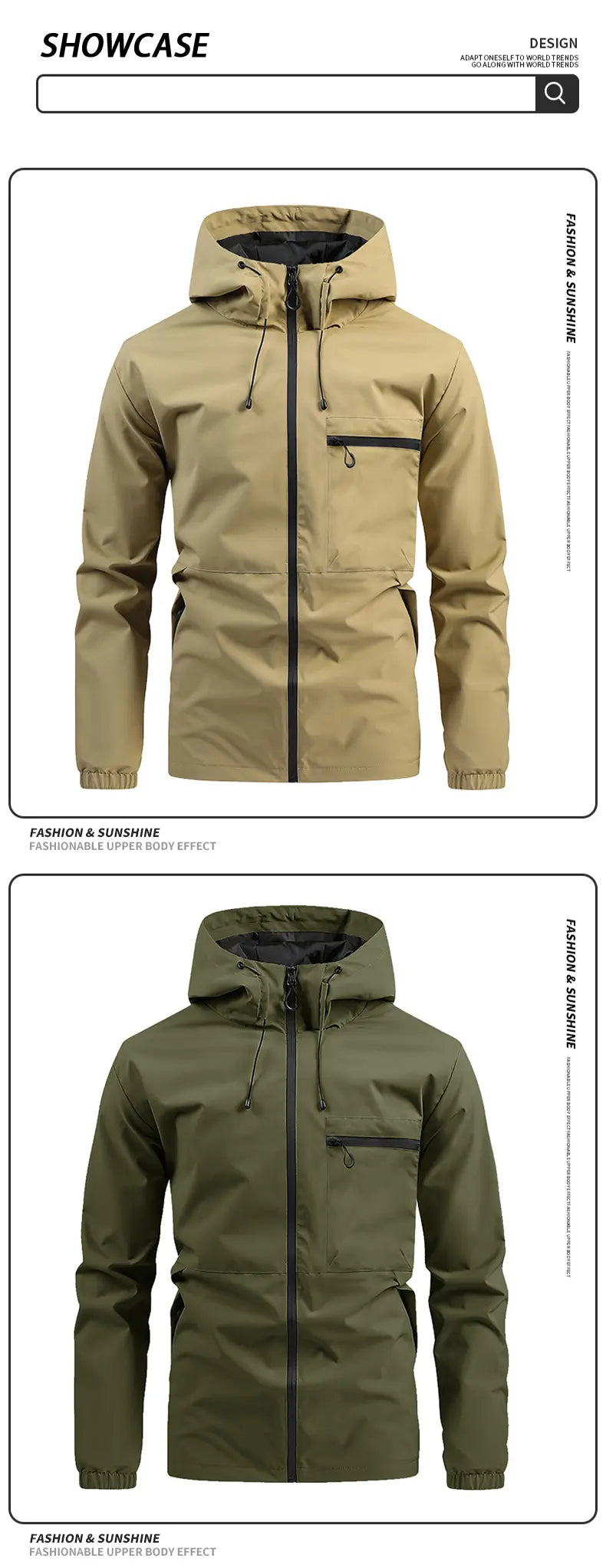 Men's casual hooded jacket, fashionable multi-purpose outdoor casual windproof and waterproof jacket with adjustable hat design, waterproof and wear-resistant surface design, suitable for daily commuting, cycling, park camping, clock in time, suit...