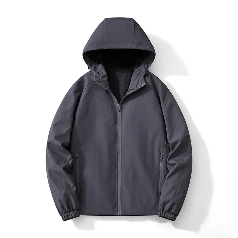 Men's Casual Hooded Mesh Softshell Jacket - Lightweight, Windproof, Full-Zip Outdoor Activewear for Camping, Hiking, Commuting, Menswear Coats, Sportswear
