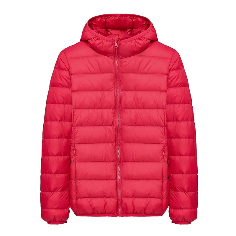 Clean Gent women’s winter down jacket, 90% white duckdown content, casual slim-fit hooded outerwear with pockets, lightweight and warm for autumn/winter commuting, new arrival for fall