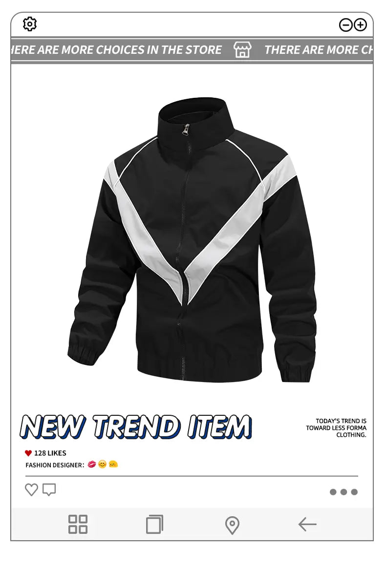 Men's Casual Stand Collar Jacket Features contrasting color trim detailing Windproof and abrasion-resistant surface Ideal for cycling, streetwear, and everyday casual wear Perfect layering piece for outerwear Streetwear apparel Coats Long Sleeve M...