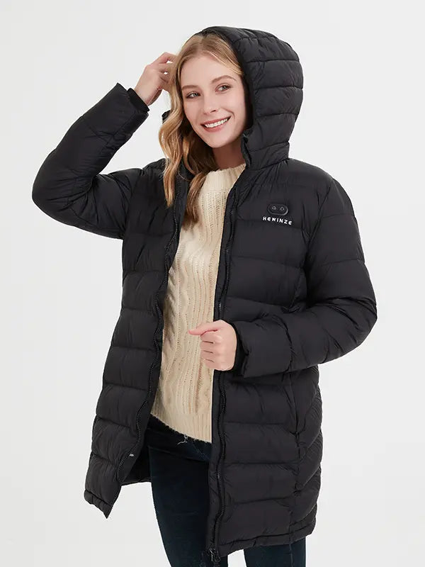 Norwell New Women's Heated Long Sleeve Puffer Down Jacket with 7.4V 5000mAh Battery Pack, Dual Control 7 Heat Zones Winter Windproof Waterproof Warm Slim Fit Coat with Hood for Commuting, Full-Zip Parka, Winter Outfits #FallFreshness #outdoorfun