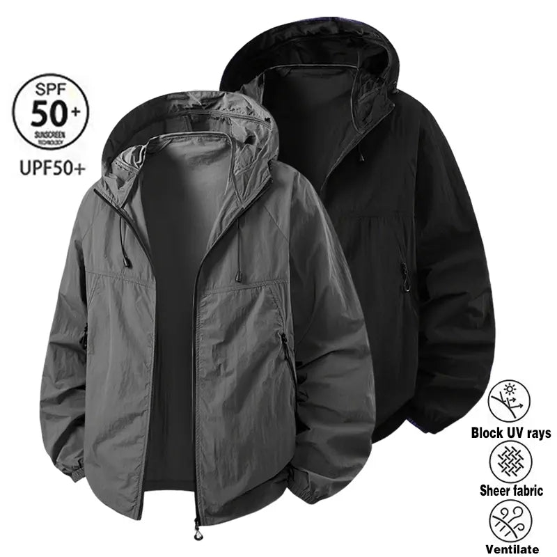 2026 Summer Hooded Sunscreen Clothing Skin Clothes Men's Summer Ultra Thin Breathable Outdoor Fishing Skin Windbreaker Fishing Sunscreen Coat