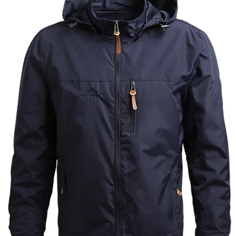 Men's Lightweight Army Green Polyamine Windbreaker Coat, Stylish Detachable Hooded Zipper Multi-Pocket Menswear for Hiking, Spring Autumn Daily Outdoor Use (Lightweight Casual Coats Included)