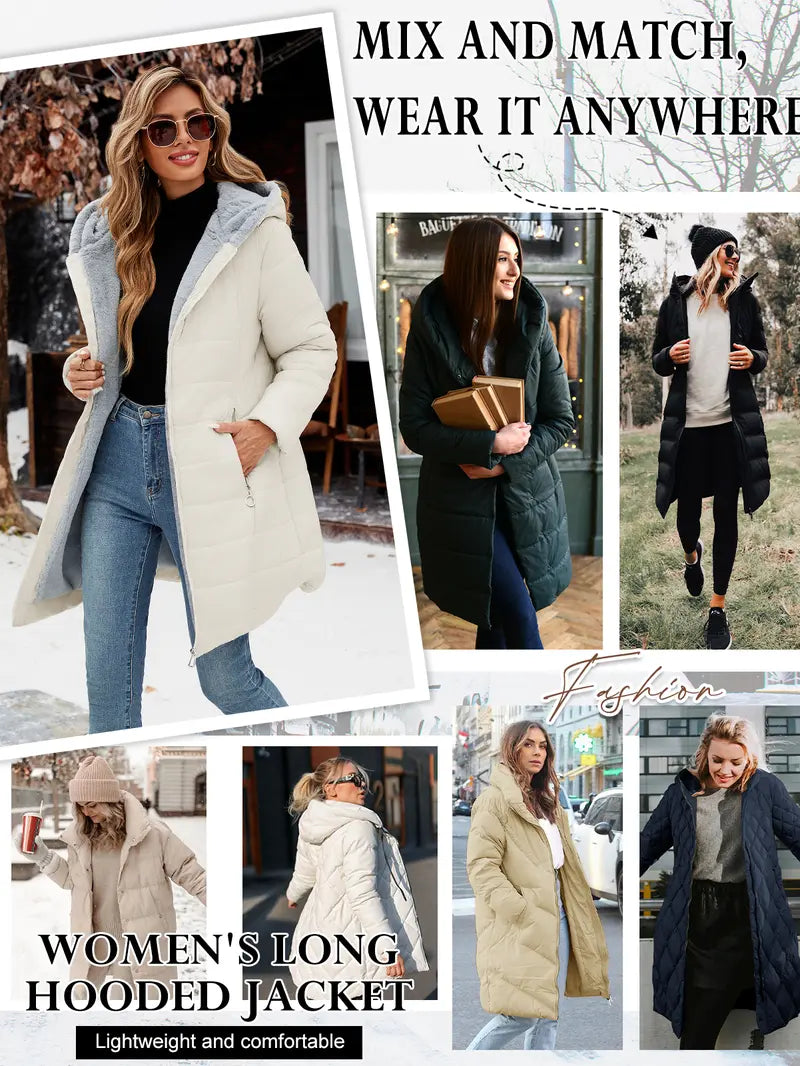 【Restock】HEEKPEK Women's Hooded Long Sleeve Medium Length Down Jacket - Jackets for Women, Windproof Shell, Waterproof Coat, Slim Fit Ski Coat for Daily Commutes, Basic Style Casual Top #outdoorfun