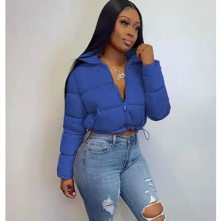 CUTENOVA Fall Winter Solid Down Coat Puffer Jacket and Coats for Women Bubble Outerwear Cropped Outwear Oversized Clothing Casual Womenswear