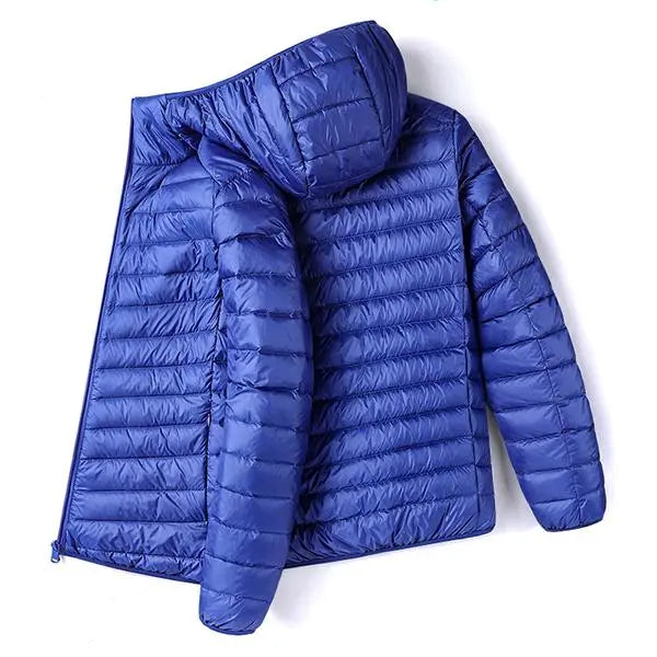 Men’s Glossy Hooded Cotton-Blend Jacket - Menswear Tops, Plain Stylish Lightweight Padded Zip-Up Windproof Outerwear, Suitable for Commuting, Outdoor Activities