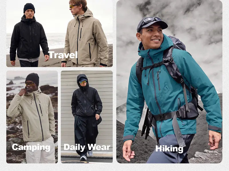 【CREATOR’S PICK】CAONAT Unisex Waterproof Hooded Jacket, Lightweight Outdoor Windbreaker with Zip Pockets, Adjustable Cuffs, Hiking & Casual Rain shell Jacket