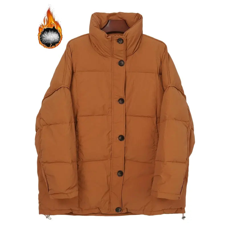 Women's Oversized White duck down Coat - Elegant Winter Warmth, 240gsm Heavyweight Winter Jacket, Solid Green (or other colors available) with White Duck White duck down Filling, Structured Fit for Fall & Winter, Hand Washable, Available, Versatil...