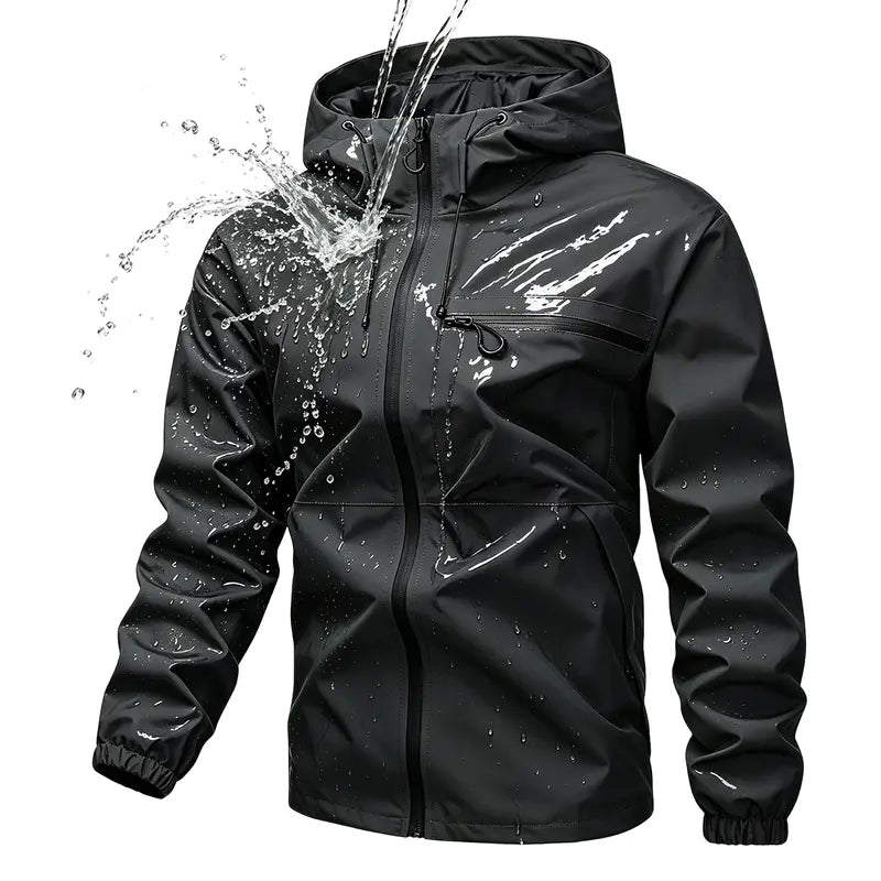 JOGWAVE Men’s Lightweight Hooded Windbreaker Jacket - Menswear Tops, Athletic Plain Regular Fit, Windproof Polyester, Long Sleeve, Zipper Closure, Pockets for Casual Outdoor Everyday Wear