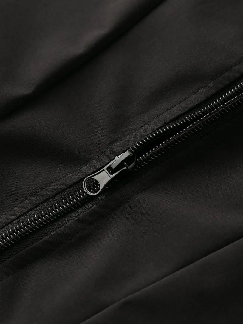 Men's Outdoor Functional Jacket, Windproof Fabric, Comfortable High Neck Hooded Design, Casual Long Sleeve, All Seasons, Durable Loose Fit