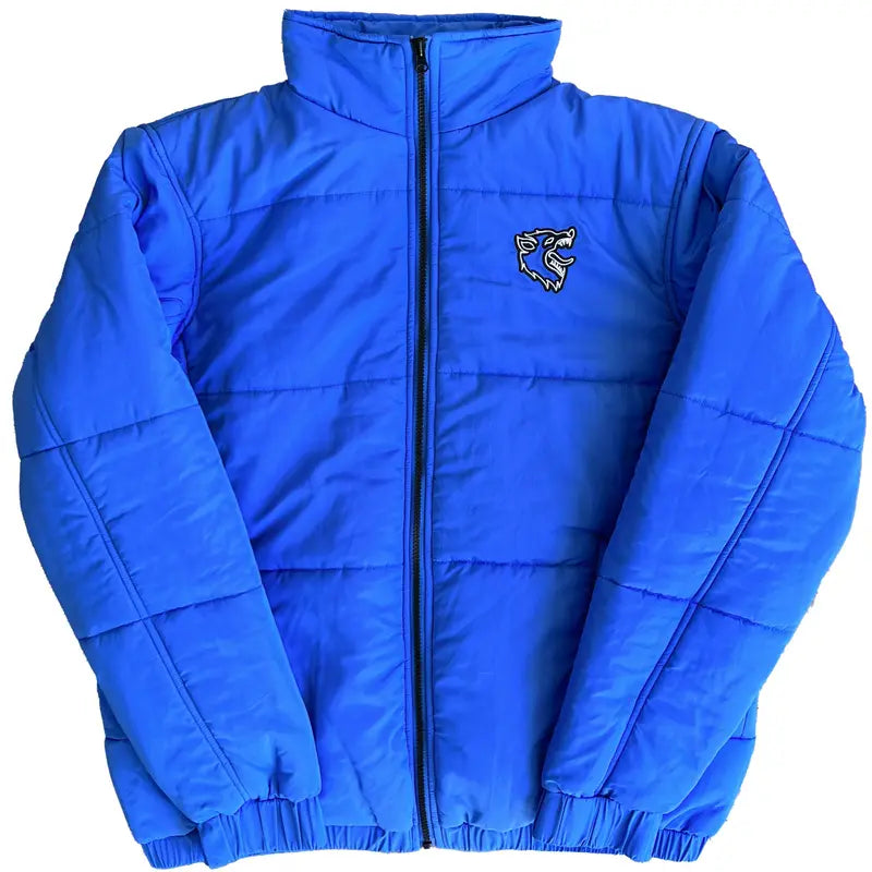 Kill Crew Men's Wolf Graphic Polyester Shell Cotton-Filled Lightweight Poof Non-Hooded Long-Sleeve Zip Puffer Down Jacket - Cuffed, Elastic Hem, Reinforced Zip, Fitted True Fit Street Basic Menswear Outerwear, Long-Sleeve Men's Down Jackets