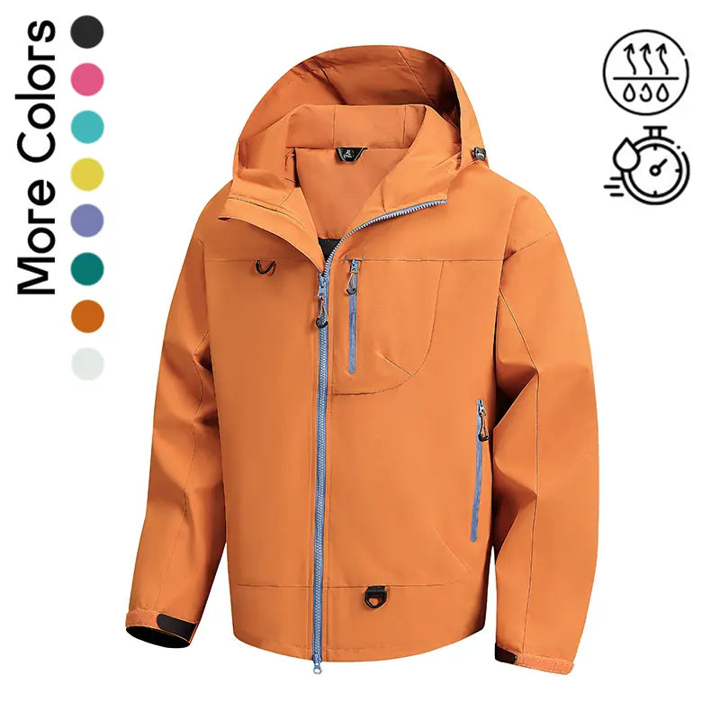 Men's Plain Polyester Long Sleeve Multi-Color Hooded Outdoor Coat - Splash-Proof, Windproof, Breathable, Lightweight, Tear-Resistant Windbreaker - Versatile Menswear Outerwear for Mountaineering, Daily Commuting