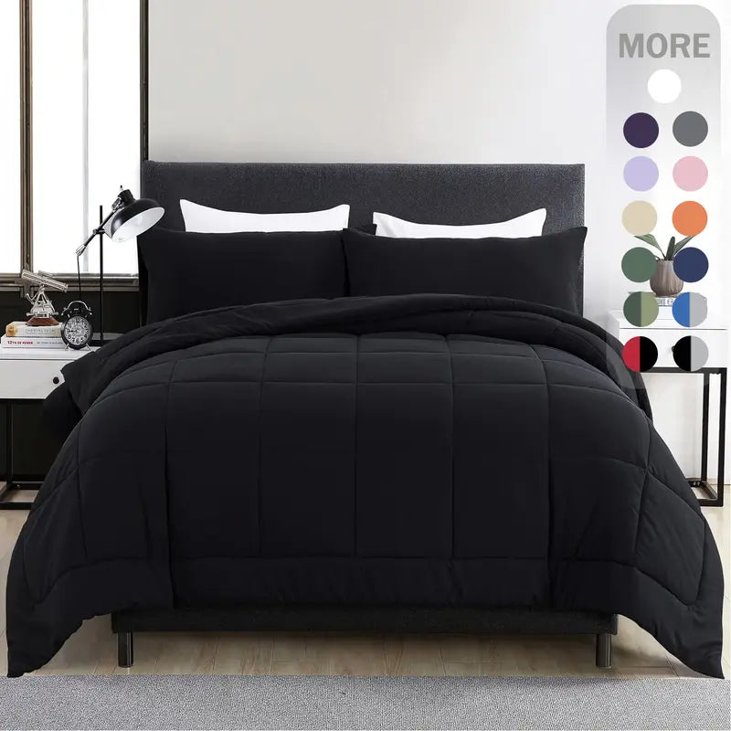 【Sohochic】DOWNCOOL Bedding Sets - 3-Piece All Seasons Down Alternative Comforter Set (2-Piece for Twin Size) with Pillowcase, Summer Turn Up, High-Quality Box Stitching Quilting, Gentle Cold Wash, Comforter Queen Size, Checkered Design