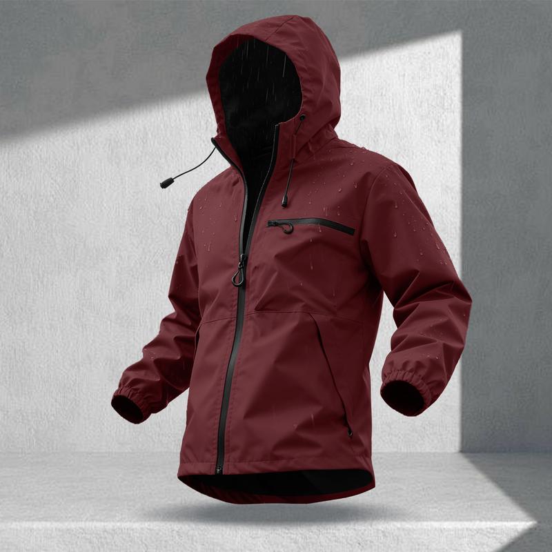 Men's casual hooded jacket, fashionable multi-purpose outdoor casual windproof and waterproof jacket with adjustable hat design, waterproof and wear-resistant surface design, suitable for daily commuting, cycling, park camping, clock in time, suit...