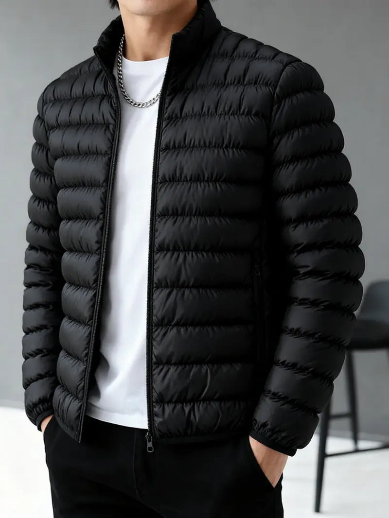 Functional Mensfashion Quilted Outerwear to Keep Warm, Slim‑fit Silhouette, Full‑zip Construction, Wind‑resistant Feature, Ideal for Traveling, Commuting and Various Cold‑season Casual Occasions