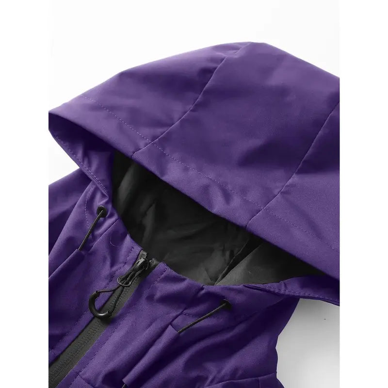 Men Lightweight Outdoor Hooded Jacket Water Resistant Windbreaker Full Zip Adjustable Drawstring Hood Hiking Work Shell Coat Multi‑Color