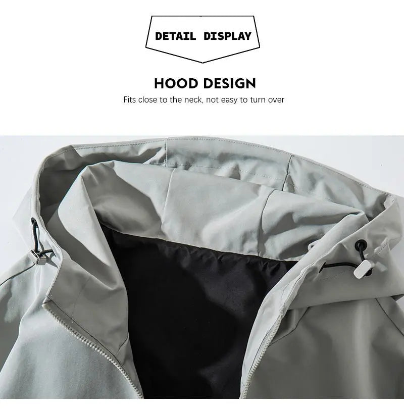 Women's Water-Resistant Windproof Softshell Jacket - Lightweight Outdoor Raincoat with Adjustable Hood, Elastic Cuffs, Pockets, Zipper, Comfortable Casual Long-Sleeve Coat