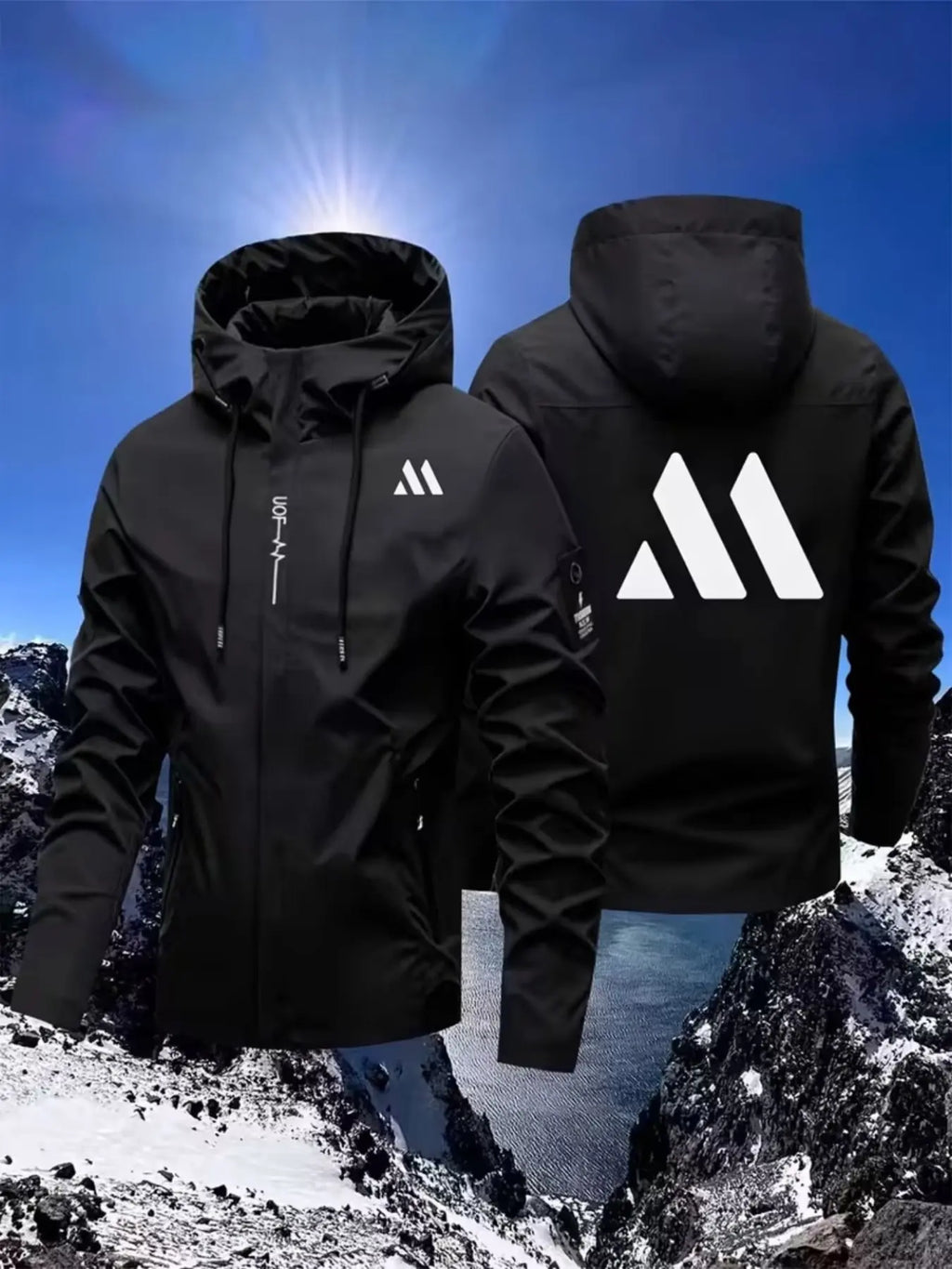 Men's Casual Outerwear, Hooded Windbreaker Jacket, Lightweight Motorcycle Coat, Field Jacket, Zip Closure, Waterproof, Outdoor Sports