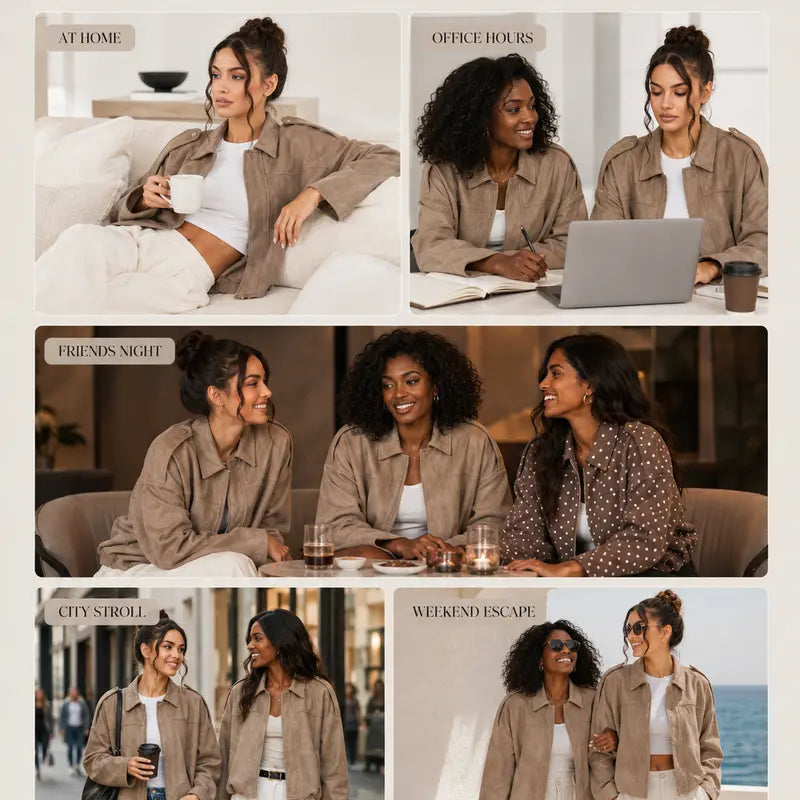 Katch Me Chic(US/CN)Women's Winter Vintage Collared Zipper Long Sleeve Jacket, Cozy Solid Color Oversized Outerwear for Lady, Versatile Loose Outfits for Daily Wear, Soft Womenswear #TikTokMadeMeBuyIt #SohoChic #ComfyOutfit