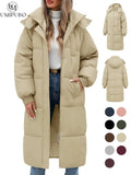 [Restock] UMIPUBO Winter Women's Long Quilted Puffer Jacket, Winter Thick Warm Hooded Zip-Up Parka with Pockets, Long Sleeve Loose Fit Casual Fashion Casual Outerwear, Loose Fit Jacket, Jackets Zip Up