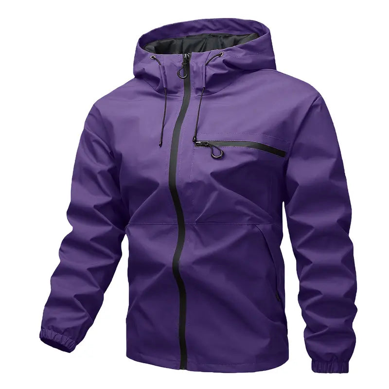 JOGWAVE Men’s Lightweight Hooded Windbreaker Jacket - Menswear Tops, Athletic Plain Regular Fit, Windproof Polyester, Long Sleeve, Zipper Closure, Pockets for Casual Outdoor Everyday Wear