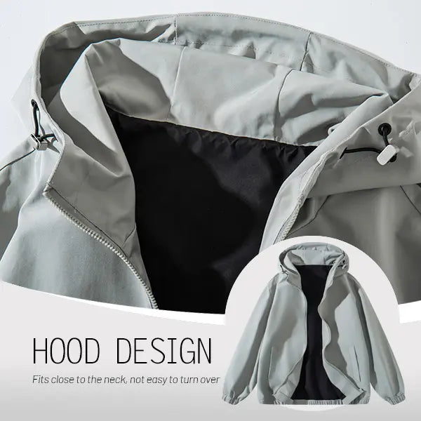 Men's Fitted Fashion Streetwear Crew Neck Waterproof Jacket - Quick-Dry, Moisture-Absorbing, Breathable Long-Sleeved Zip-Up Polyester Outdoor Wear - Suitable for Daily Leisure, Outdoor Activities