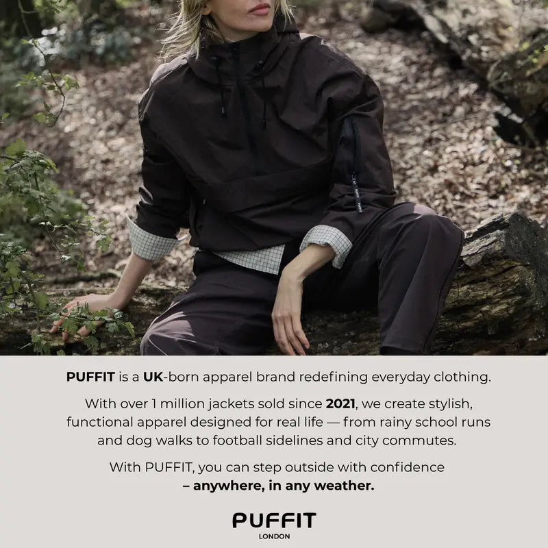 PUFFIT STM-TEX Elevated Cropped Detachable-hood Rain Jacket With Drawstring Hem,WaterProof,Stain Resistant,Windproof,Women's Rain Jacket,Breathable Stylish,Inner Pocket Design,Outdoor Sport,Windbreaker,School Running,Womenswear,,Fall,Winter,2026 S...