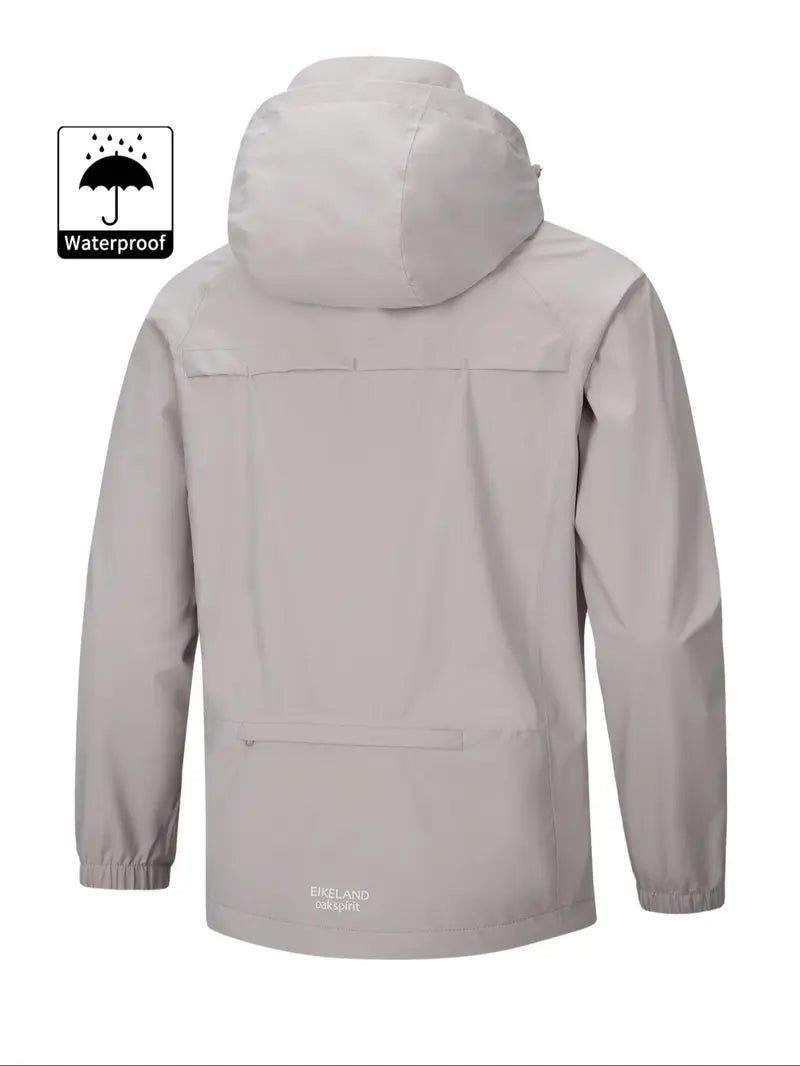 Men's Casual Sporty Hooded Jacket, Long Sleeve with Zipper & Pockets, Windproof & Waterproof, Lightweight & Soft, Ideal for Hiking, Cycling & Camping, Outerwear, Sports Casual Jacket