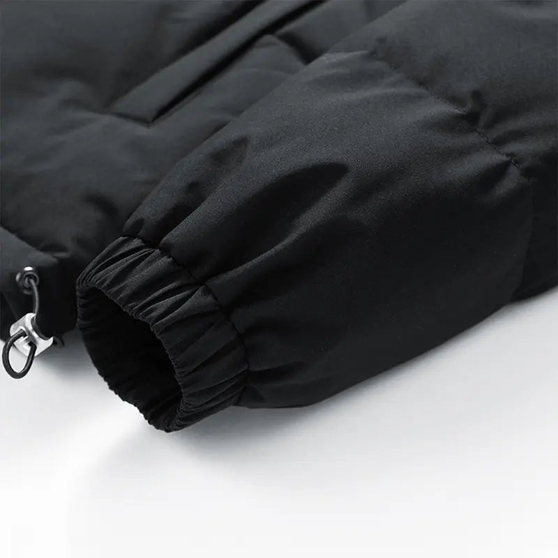 Men's Lightweight Hooded Puffer Coat Polyester, Vintage Fitted, Long Sleeve, Black/Plain Beige, Winter Warm, Cold Weather Protection, Casual Outerwear, Zippered Top for Daily & Business Casual Wear, Lightweight Puffer Coat