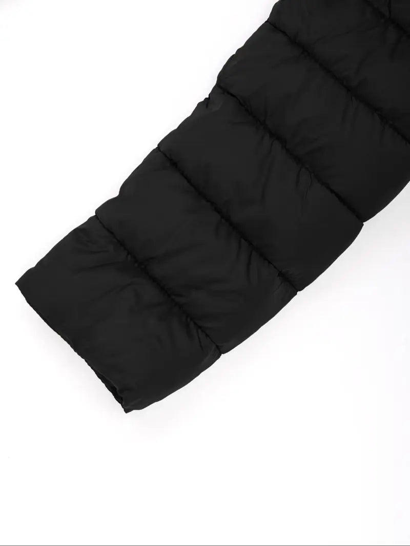 Women's Mid-Length Puffer Coat, Casual Hooded Top with Pockets and Buttons, Fall & Winter Warm Woven Outerwear, Lightweight Thick Fabric Womenswear