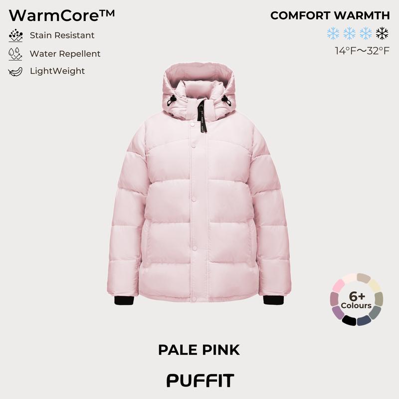 PUFFIT WarmCore Premium Detachable-Hood Puffer Jacket | Classic Lightweight Winter Coat,Windproof,Water-Repellent,Adjustable Drawstring Design,Womenswear,Tops,Outerwear,Long Sleeve,Fall Jacket,2026 Shopping