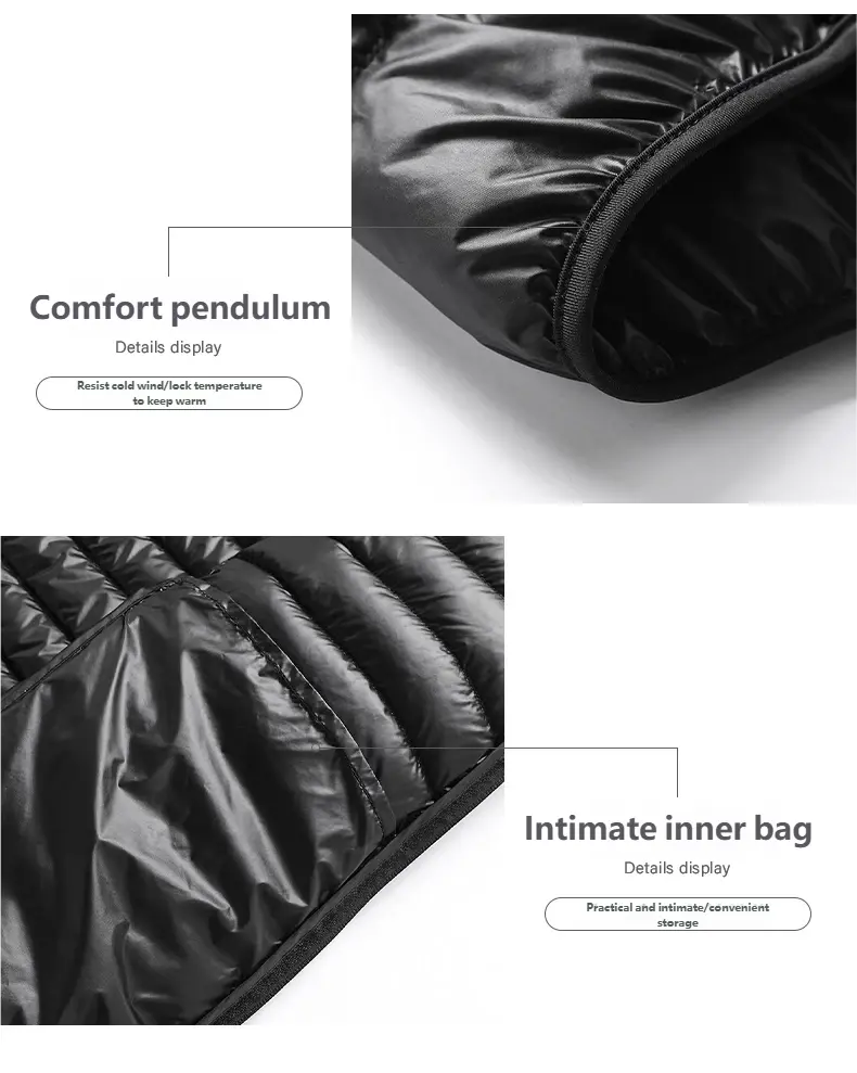 Men's Stylish Fitted Plain White Duck Down Puffer Jacket - Full-Zip, Lightweight, Windproof, Warm, Longsleeves, Male Clothing, Autumn Winter Casual Outdoor Wear, Lightweight Puffer Coat