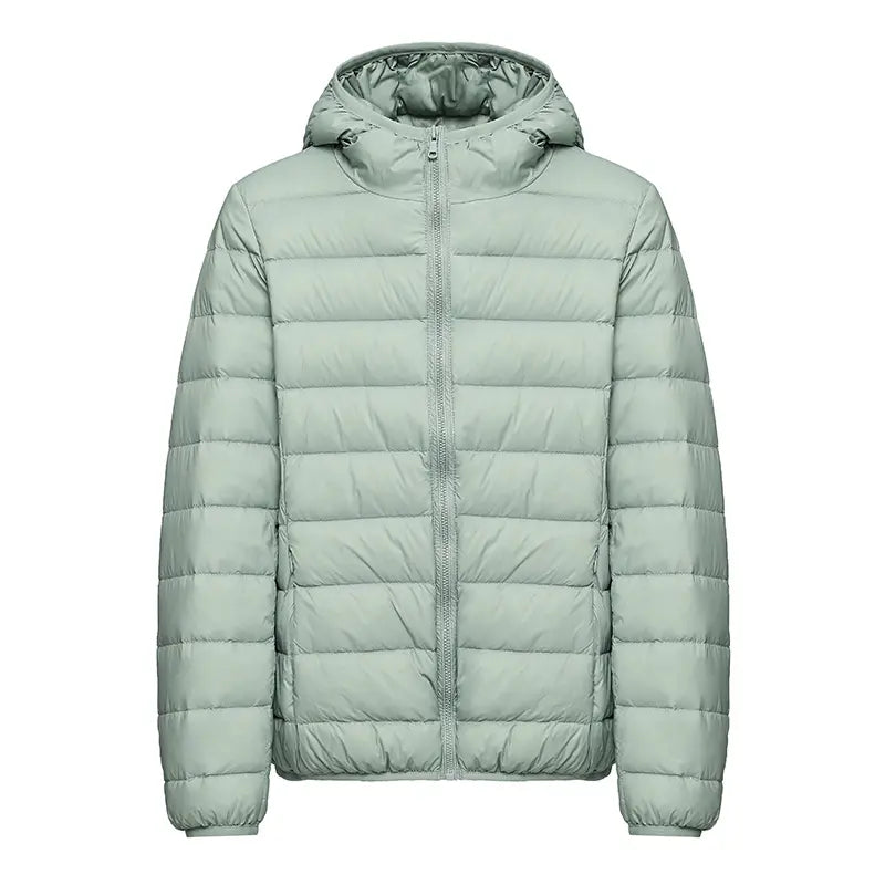 Clean Gent women’s winter down jacket, 90% white duckdown content, casual slim-fit hooded outerwear with pockets, lightweight and warm for autumn/winter commuting, new arrival for fall
