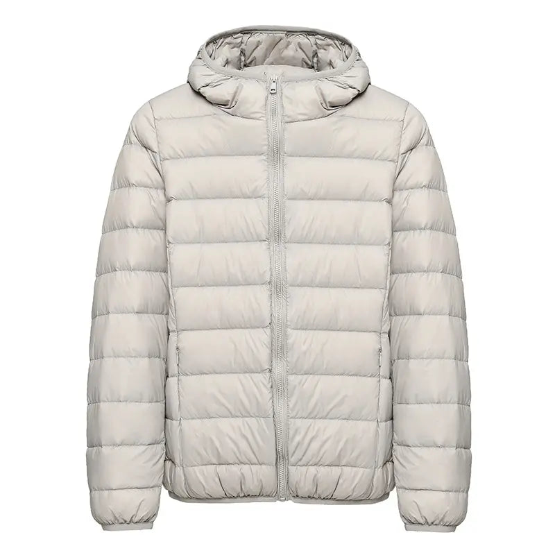 Clean Gent women’s winter down jacket, 90% white duckdown content, casual slim-fit hooded outerwear with pockets, lightweight and warm for autumn/winter commuting, new arrival for fall
