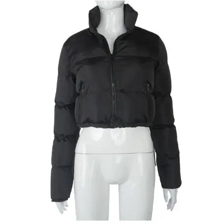 CUTENOVA Fall Winter Solid Down Coat Puffer Jacket and Coats for Women Bubble Outerwear Cropped Outwear Oversized Clothing Casual Womenswear