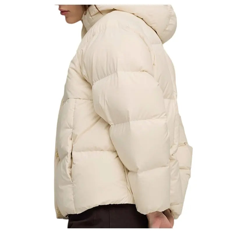 PUMA Womens Hooded Down Puffer Jacket Athletic Outerwear Casual - Beige