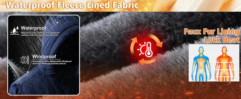Men’s Thick Regular Polyester Plain Thermal Soft Hooded Fleece Jacket - Water-Resistant, Insulated Sports Outerwear with Pocket, Long Sleeve Shell Outer for Cold Weather Hiking Ski Coat