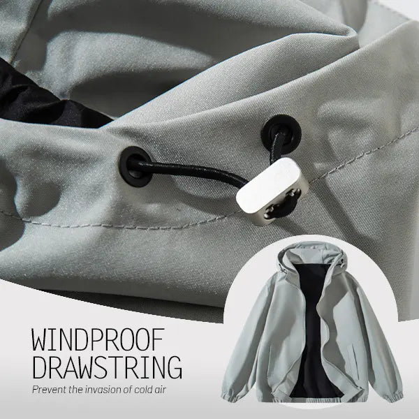 Men's Fitted Fashion Streetwear Crew Neck Waterproof Jacket - Quick-Dry, Moisture-Absorbing, Breathable Long-Sleeved Zip-Up Polyester Outdoor Wear - Suitable for Daily Leisure, Outdoor Activities
