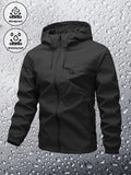 Men's Fitted Zip-Up Hooded Baseball Bomber Jacket - Plain/Stripe Print, Waterproof, Windproof, Drawstring Long Sleeves, Zipper Pocket Casual Outerwear for Outdoor Activities