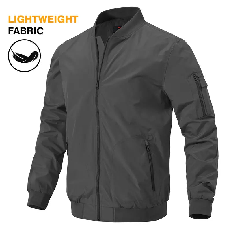 GOPUNE Menswear【Plus Size,S-XXXXL】Flight Jacket Lightweight Bomber Jacket Track Coat Casual Windbreaker Fall Zip Up Coat with 5 Pockets For Outdoor Work Spring and Fall Outfits