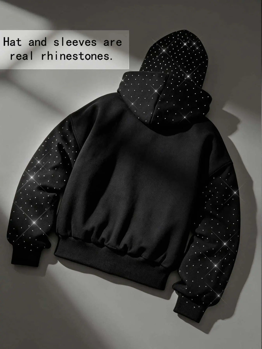 double hood rhinestone street casual loose men's zipper hoodie eye print sweatshirt, Graphic print hoodie autumn and winter fleece warm men and women brand Y2K jacket cool nightclub rock hip-hop music festival