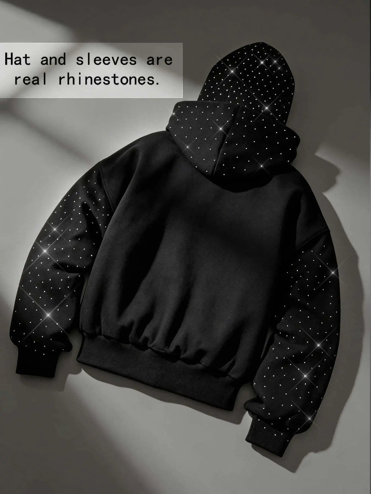 double hood rhinestone street casual loose men's zipper hoodie eye print sweatshirt, Graphic print hoodie autumn and winter fleece warm men and women brand Y2K jacket cool nightclub rock hip-hop music festival