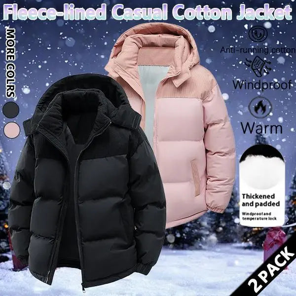Men's Stylish Woven Color Block Padded Puffer Quilted Coat - Warm Fleece-Lined, Windproof Winter Outerwear with Removable Hood, Casual Jacket
