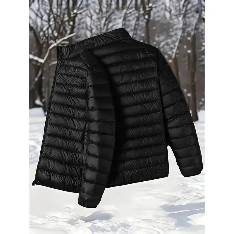 Functional Mensfashion Quilted Outerwear to Keep Warm, Slim‑fit Silhouette, Full‑zip Construction, Wind‑resistant Feature, Ideal for Traveling, Commuting and Various Cold‑season Casual Occasions