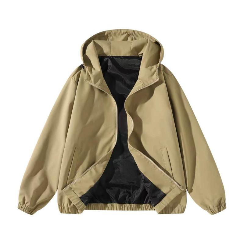 Men's Fitted Fashion Streetwear Crew Neck Waterproof Jacket - Quick-Dry, Moisture-Absorbing, Breathable Long-Sleeved Zip-Up Polyester Outdoor Wear - Suitable for Daily Leisure, Outdoor Activities