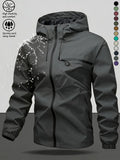 Men's Fitted Solid Woven Hooded Jacket - Waterproof, Windproof, with Zippered Pockets for Outdoor, Casual Wear