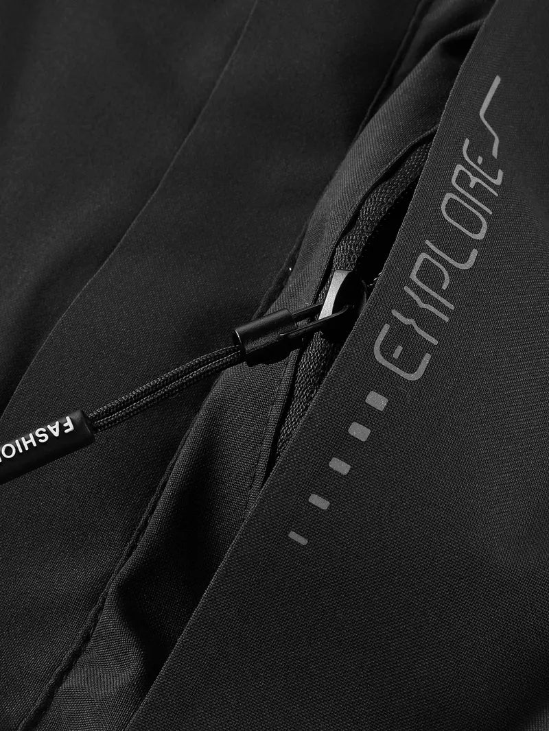 Men’s thickened waterproof windproof outdoor hooded ski jacket, slim-fit all-season sports outerwear suitable for winter camping and hiking, with a windproof hood